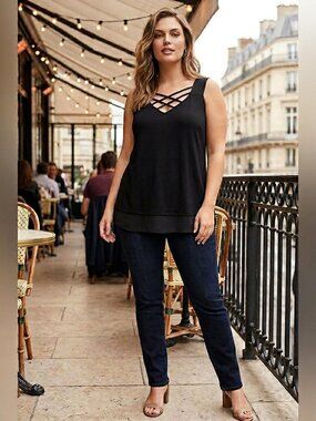 White House Black Market Rayon Strappy Tank Top